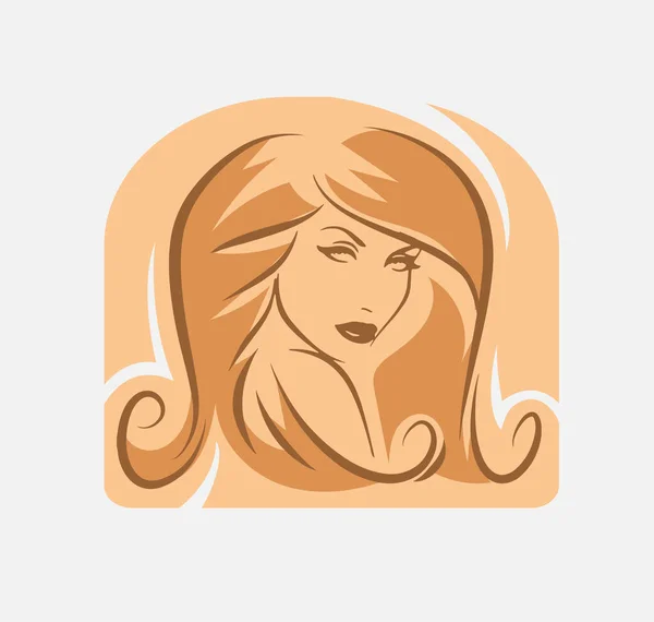 Cara Mujer Bonita Con Una Silueta Pelo Largo Logotipo Símbolo — Vector de stock