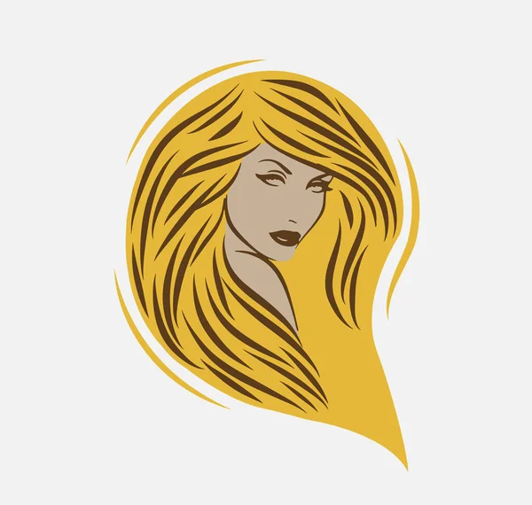 Cara Mujer Bonita Con Una Silueta Pelo Largo Logotipo Símbolo — Vector de stock