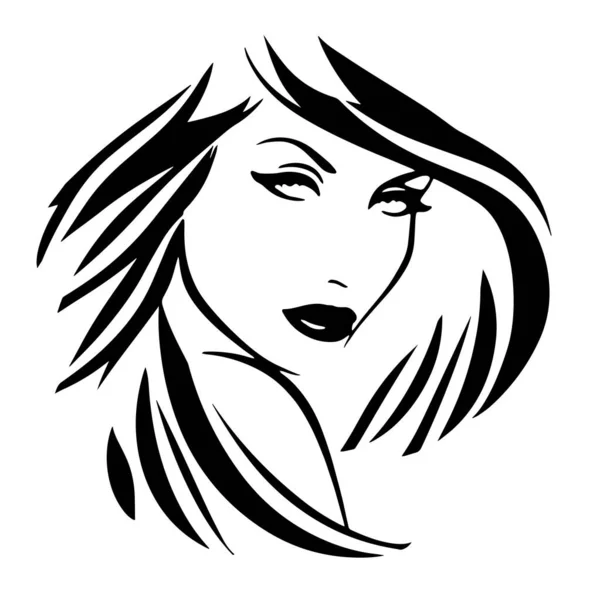 Cara Mujer Bonita Con Una Silueta Pelo Largo Logotipo Símbolo — Vector de stock