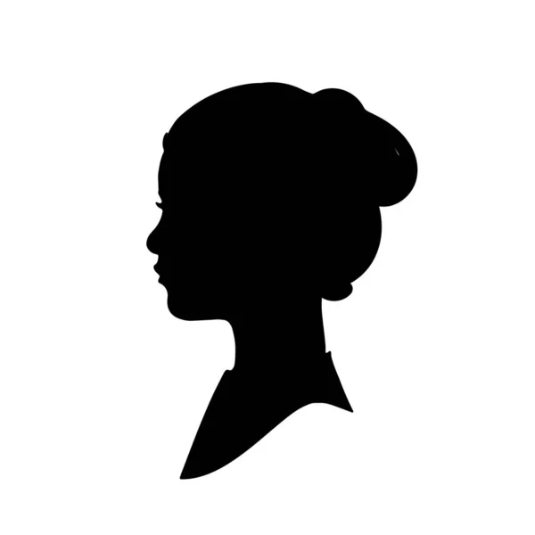 Belle Visage Femme Avec Une Silhouette Cheveux Longs Logo Symbole — Image vectorielle