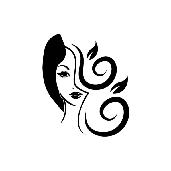 Женский Силуэт Головы Стилизованное Лицо Красивой Женщины Длинными Волосами Силуэт — стоковый вектор