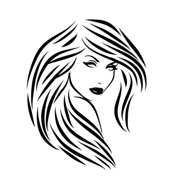 Pretty Woman Face Long Hair Silhouette Female Hair Beauty Spa Stock Vector