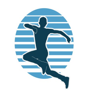 Erkek atlet egzersiz yapıyor. Vektör silueti.