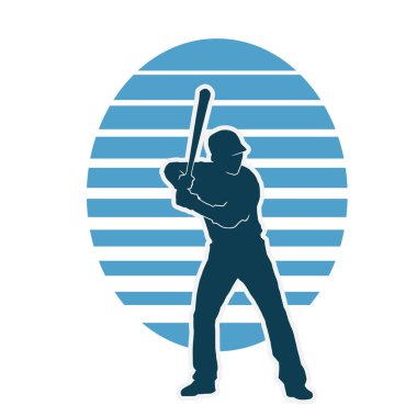 Erkek beyzbol oyuncusu vektör silueti. Beyzbol oynayan bir adamın silueti..