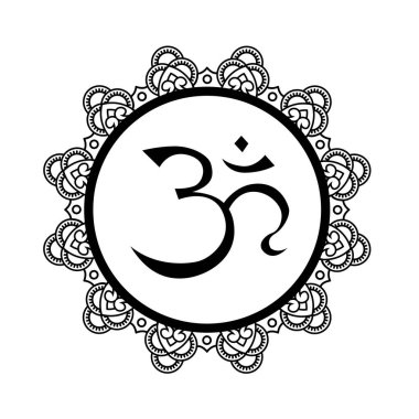 Mandala çerçevesini Om sembolüyle biçimlendirdim. Tebrik kartları, davetiyeler, boyama kitapları ve yoga posterleri için el yapımı doğu süsleri..