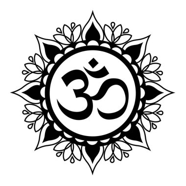 Mandala çerçevesini Om sembolüyle biçimlendirdim. Tebrik kartları, davetiyeler, boyama kitapları ve yoga posterleri için el yapımı doğu süsleri..