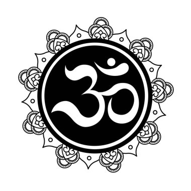 Mandala çerçevesini Om sembolüyle biçimlendirdim. Tebrik kartları, davetiyeler, boyama kitapları ve yoga posterleri için el yapımı doğu süsleri..