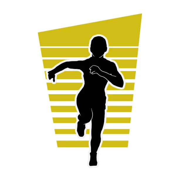 Atleta Masculino Exercising Vector Silueta — Vector de stock