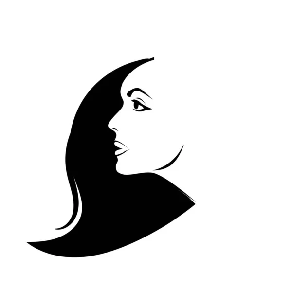 Stylizovaný Obličej Krásné Ženy Dlouhými Vlasy Siluetou Dámské Vlasy Kosmetické — Stockový vektor