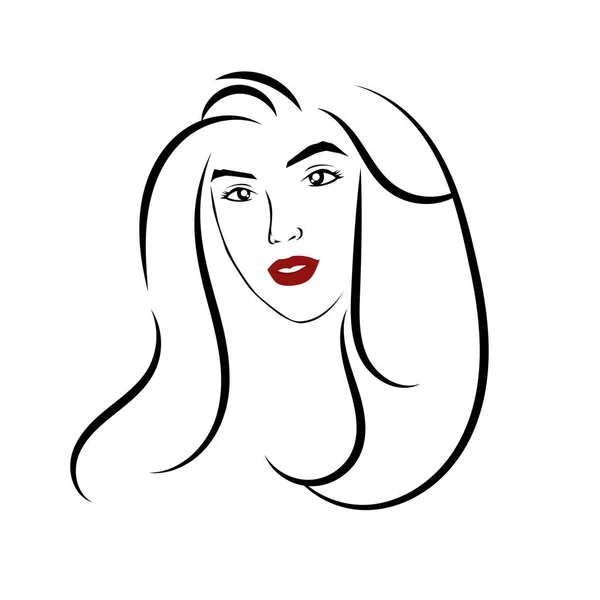 Stylized Beautiful Woman Face Long Hair Silhouette Women Hair Beauty — Stock Vector