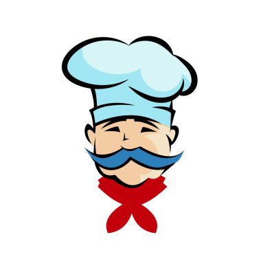 Şef, karikatür yüzlerini elle çizmiş. Erkek şef karakter çizimi.