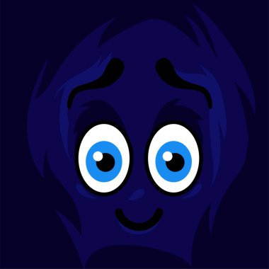 Şirin bir chibi yüzünün vektör çizimi. Sevgililer Günü için kocaman komik gözleri olan Kawaii suratı..