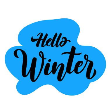 Merhaba kış mektupları. El çizimi metin harfleri. Vektör çizimi. Senaryo. Tebrik mesajları, kartlar, gömlekler, afişler ve afişler için kaligrafik tasarım.