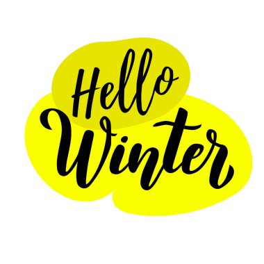 Merhaba kış mektupları. El çizimi metin harfleri. Vektör çizimi. Senaryo. Tebrik mesajları, kartlar, gömlekler, afişler ve afişler için kaligrafik tasarım.