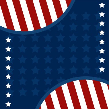 Amerikan Bağımsız Günü Soyut Şekilsiz Şablon ve ABD Bayrağı renginde yıldızlar. Kutlama için Vektör İllüstrasyonu 4 Temmuz Geçmişi Tatili,