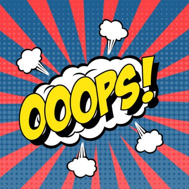 Oops cümlesiyle vektör komik konuşma balonu