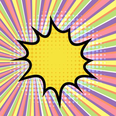 Vektör komik konuşma balonu. Beyaz arkaplanda farklı duyguları olan vektör karikatür patlamaları.