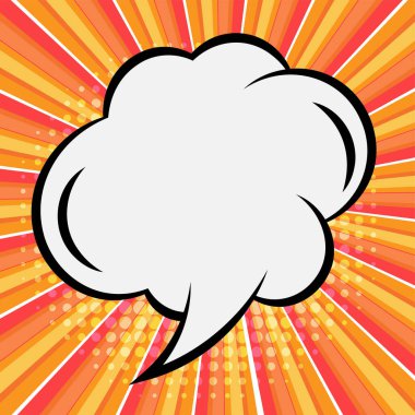 Vektör komik konuşma balonu. Beyaz arkaplanda farklı duyguları olan vektör karikatür patlamaları.