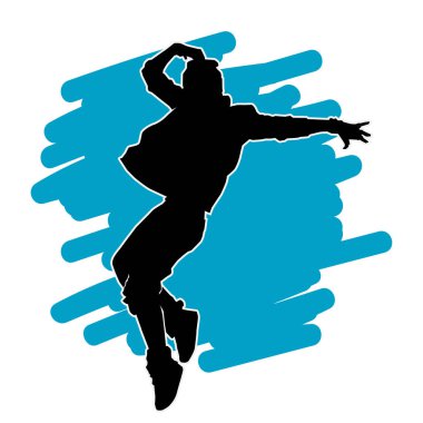 Renkli arka planda dans eden genç bir kızın vektör silueti