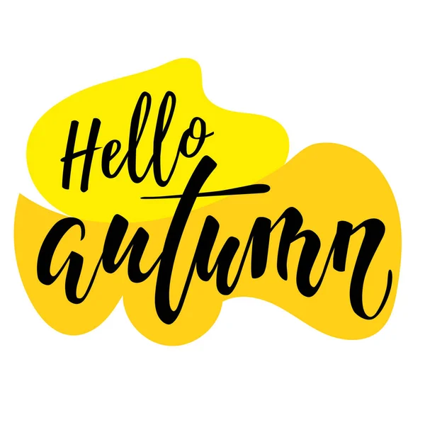 Hallo Herfst Belettering Handgetekende Tekst Belettering Vector Illustratie Een Script — Stockvector