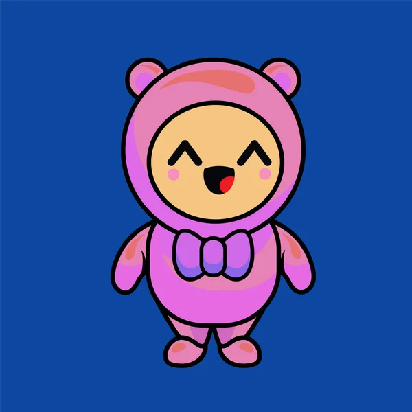 Εικονογράφηση Χαριτωμένο Καρτούν Αρκούδα Kawaii Chibi Στυλ Emoji Αυτοκόλλητο Χαρακτήρα — Διανυσματικό Αρχείο