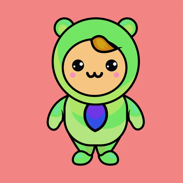 Ilustración Lindo Oso Dibujos Animados Kawaii Chibi Estilo Emoji Carácter — Vector de stock