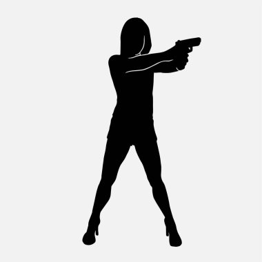 Beyaz arka planda üniforma giyen bir kadın polis memurunun vektör silueti.