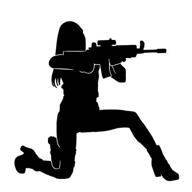 Beyaz arka planda üniforma giyen bir kadın polis memurunun vektör silueti.