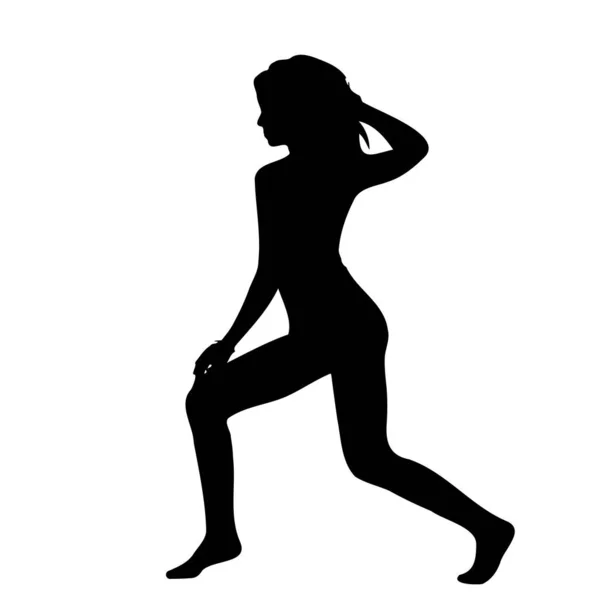 Poses Chaudes Féminines Silhouette Vectorielle Sur Fond Blanc — Image vectorielle