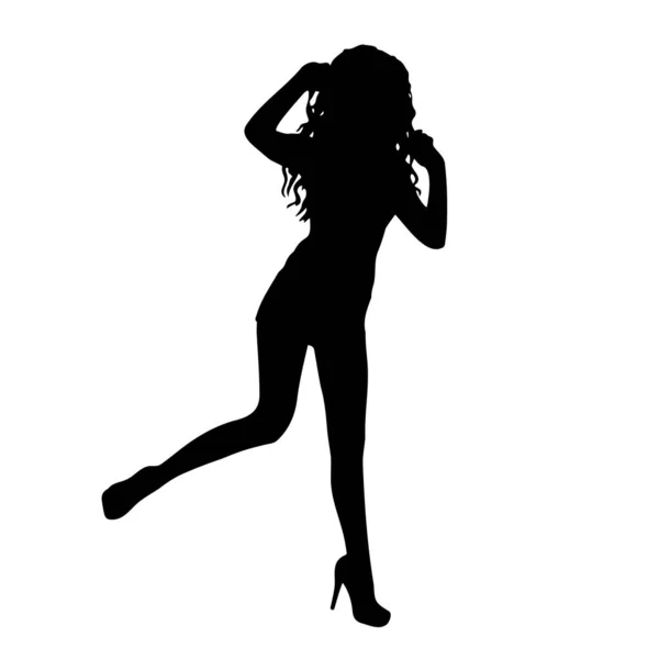 Weibliche Heiße Posen Vektor Silhouette Auf Weißem Hintergrund — Stockvektor