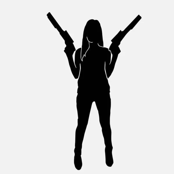 Silhouette Vectorielle Une Policière Portant Uniforme Sur Fond Blanc — Image vectorielle