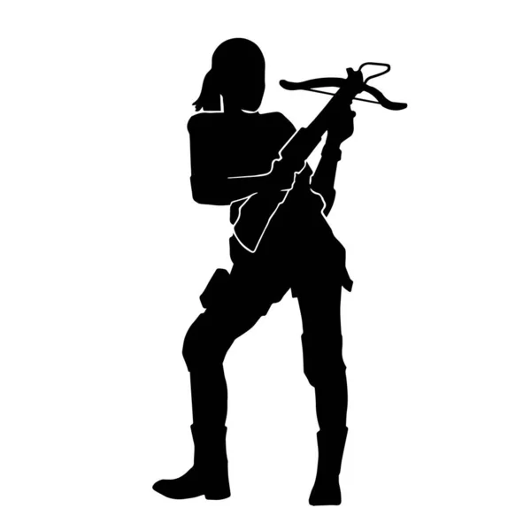 Silhouette Vectorielle Une Policière Portant Uniforme Sur Fond Blanc — Image vectorielle