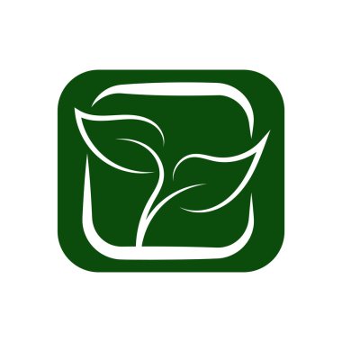 Yeşil Yaprak eko organik logo tasarım vektör şablonu. Basit düz yeşil yaprak tasarım vektörü Doğal ürünler kullanılarak orman koruma kavramı.