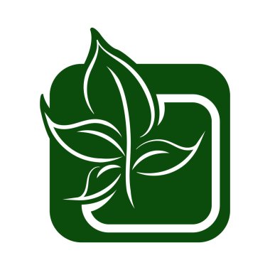 Yeşil Yaprak eko organik logo tasarım vektör şablonu. Basit düz yeşil yaprak tasarım vektörü Doğal ürünler kullanılarak orman koruma kavramı.