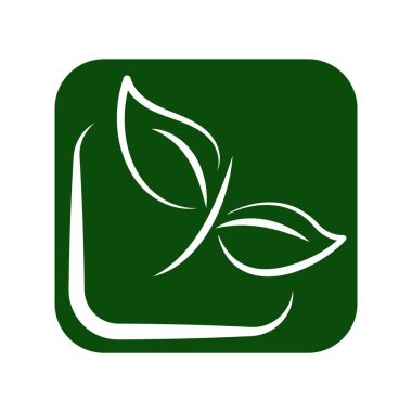 Yeşil Yaprak eko organik logo tasarım vektör şablonu. Basit düz yeşil yaprak tasarım vektörü Doğal ürünler kullanılarak orman koruma kavramı.