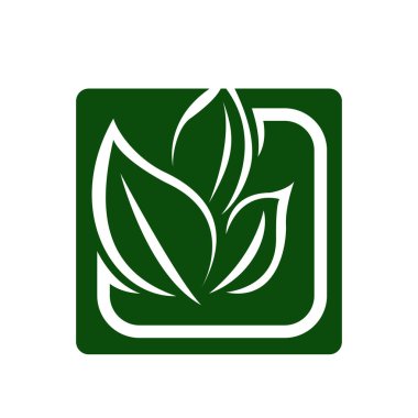 Yeşil Yaprak eko organik logo tasarım vektör şablonu. Basit düz yeşil yaprak tasarım vektörü Doğal ürünler kullanılarak orman koruma kavramı.