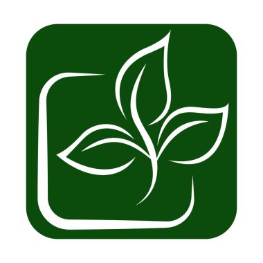 Yeşil Yaprak eko organik logo tasarım vektör şablonu. Basit düz yeşil yaprak tasarım vektörü Doğal ürünler kullanılarak orman koruma kavramı.