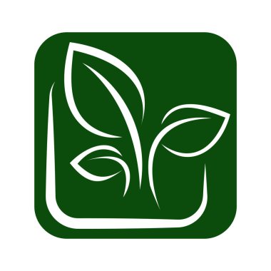 Yeşil Yaprak eko organik logo tasarım vektör şablonu. Basit düz yeşil yaprak tasarım vektörü Doğal ürünler kullanılarak orman koruma kavramı.