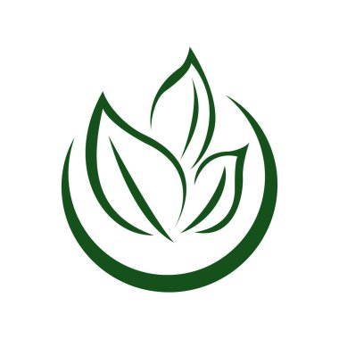 Yeşil Yaprak eko organik logo tasarım vektör şablonu. Basit düz yeşil yaprak tasarım vektörü Doğal ürünler kullanılarak orman koruma kavramı.