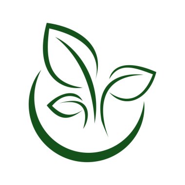 Yeşil Yaprak eko organik logo tasarım vektör şablonu. Basit düz yeşil yaprak tasarım vektörü Doğal ürünler kullanılarak orman koruma kavramı.