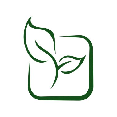 Yeşil Yaprak eko organik logo tasarım vektör şablonu. Basit düz yeşil yaprak tasarım vektörü Doğal ürünler kullanılarak orman koruma kavramı.