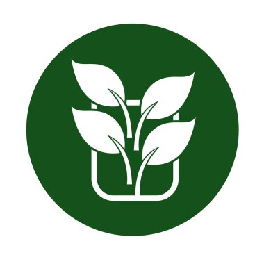 Yeşil Yaprak eko organik logo tasarım vektör şablonu. Basit düz yeşil yaprak tasarım vektörü Doğal ürünler kullanılarak orman koruma kavramı.