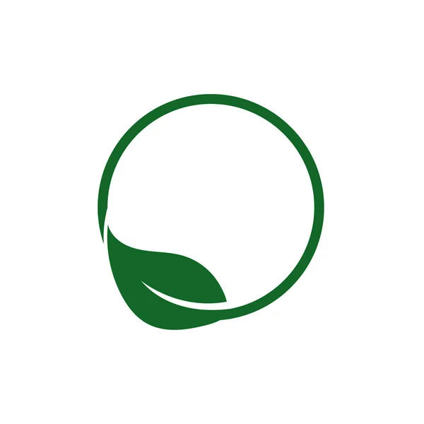 ベクトル 葉を持つ枝の丸旗 円の中に緑の葉 ベクターの葉やテキストの場所 — ストックベクタ