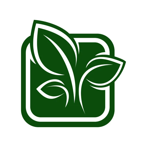 Green Leaf Eko Organiczny Wzór Wektora Projektu Logo Prosty Wektor — Wektor stockowy