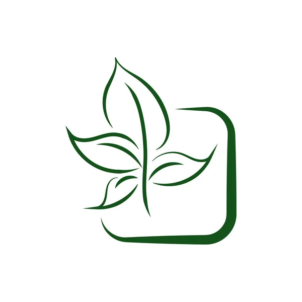 Green Leaf Eco Orgânico Logo Design Vector Template Simples Vetor — Vetor de Stock