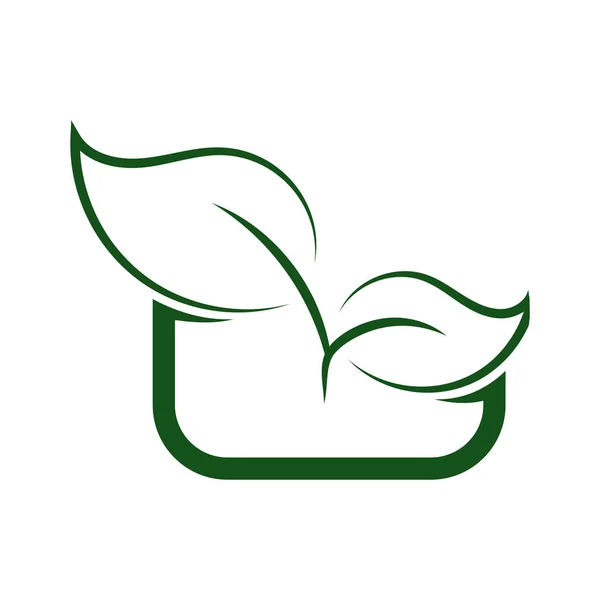 Green Leaf Eko Organiczny Wzór Wektora Projektu Logo Prosty Wektor — Wektor stockowy