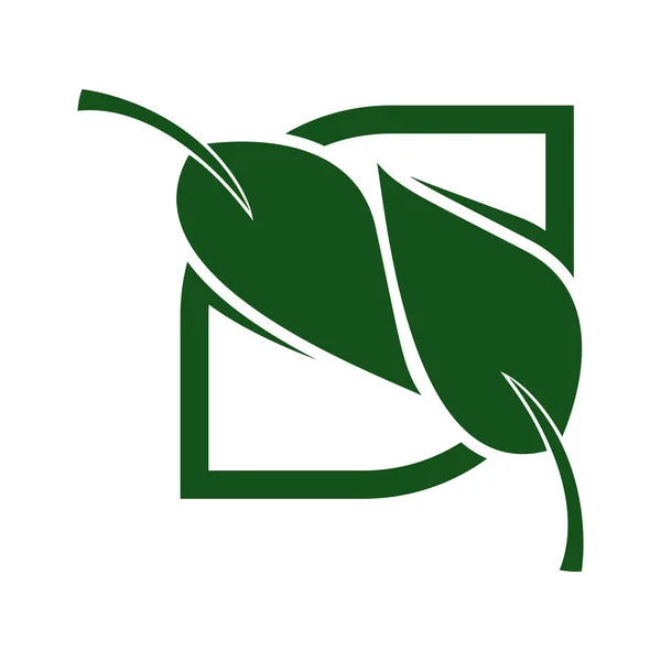 グリーンリーフエコオーガニックロゴデザインベクトルテンプレート シンプルなフラットグリーンリーフデザインベクトル天然物を利用した森林保全のコンセプト — ストックベクタ