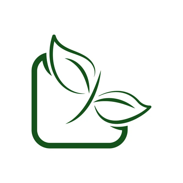 Green Leaf Eko Organiczny Wzór Wektora Projektu Logo Prosty Wektor — Wektor stockowy