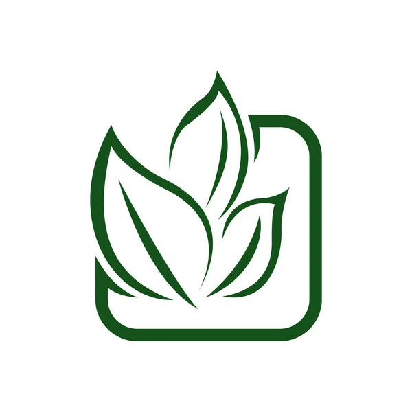 Green Leaf Eco Orgânico Logo Design Vector Template Simples Vetor — Vetor de Stock