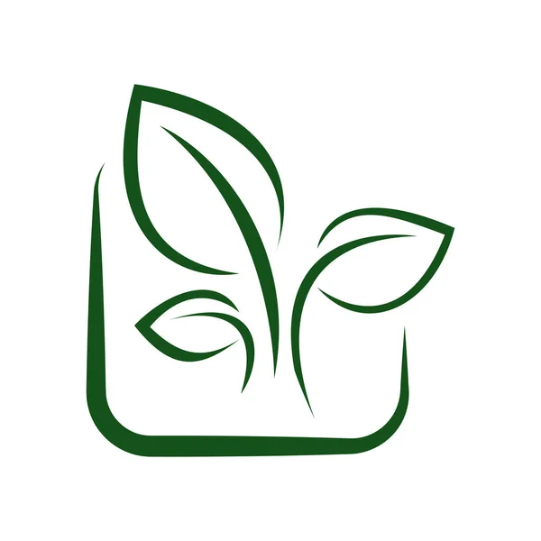 Green Leaf Eco Orgânico Logo Design Vector Template Simples Vetor — Vetor de Stock